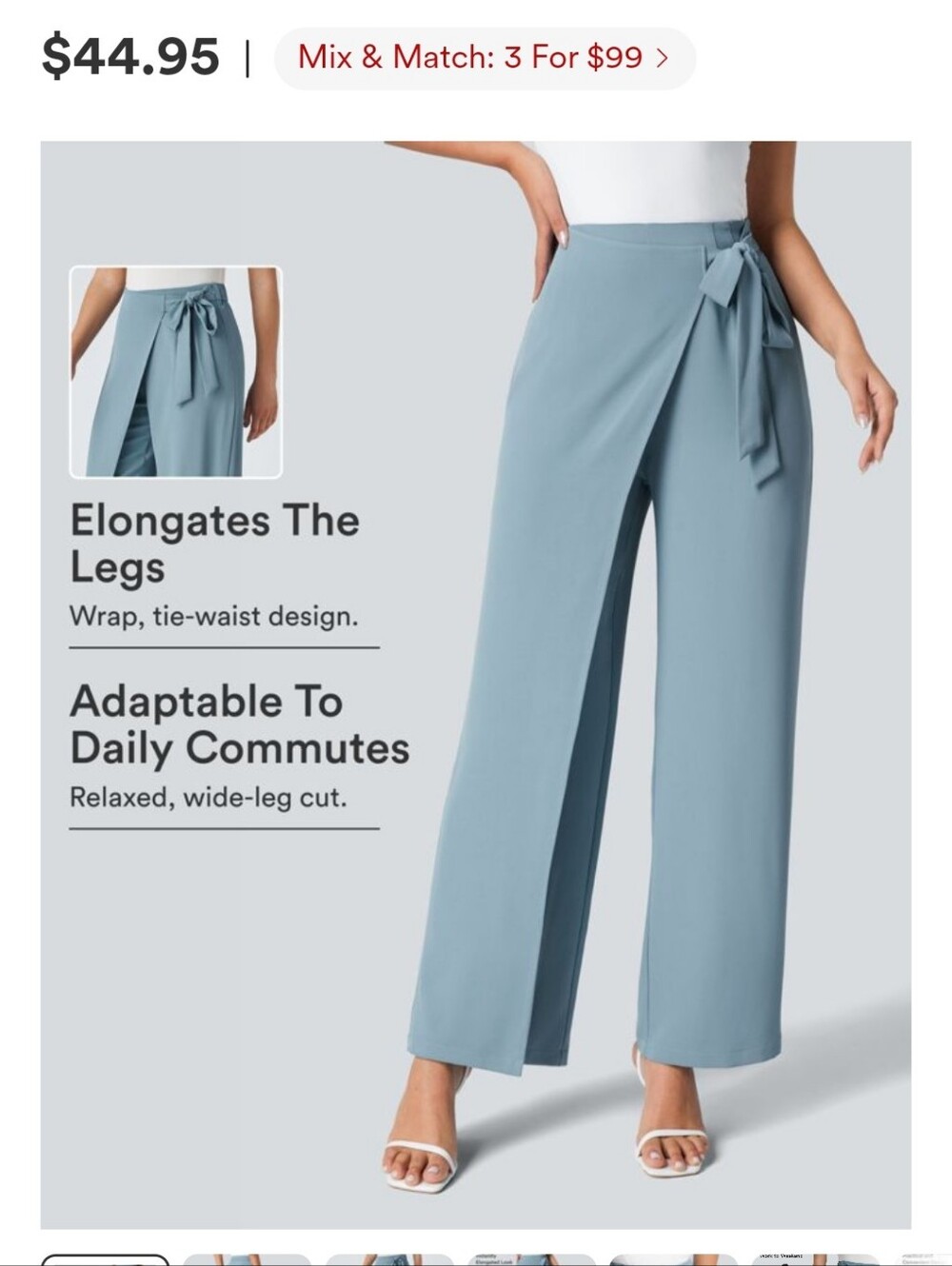 Halara Light Blue Wrap Wide-Leg Pants